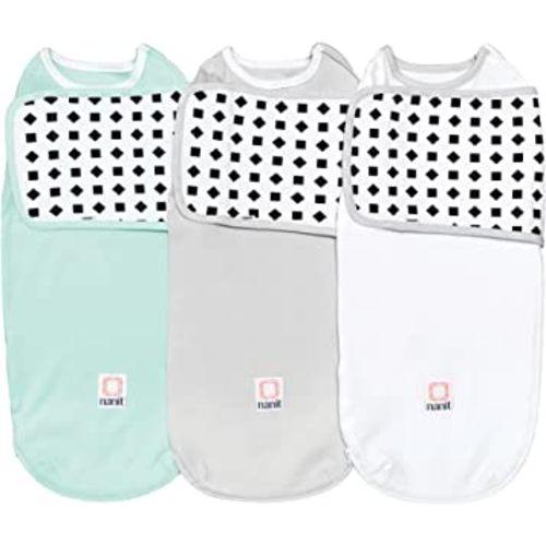 Nanit Breathing Wear Swaddle 3-Pack – Works Pro Baby Monitor to Track Breathing Motion Sensor-Free, Real-Time Alerts, 100% Cotton, Size Large, 3-6 Months, Multi-Color