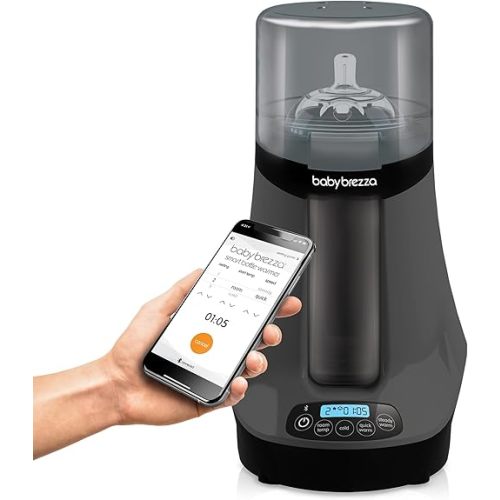 Baby Brezza Smart Baby Bottle Warmer, Breastmilk Warmer + Defroster – Free App - Different Temperatures for Breastmilk + Formula - Universal Fit for All Bottles + Milk Bags - Calentador de Biberones