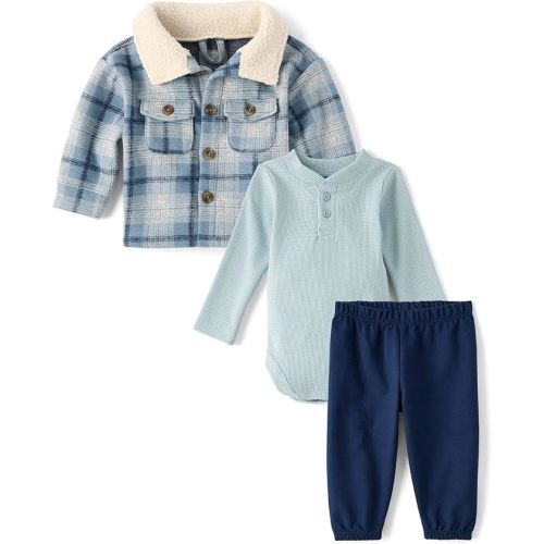 The Children's Place Baby Boys' 3 Piece Set, Long Jacket,short Sleeve Bodysuit, and Pant