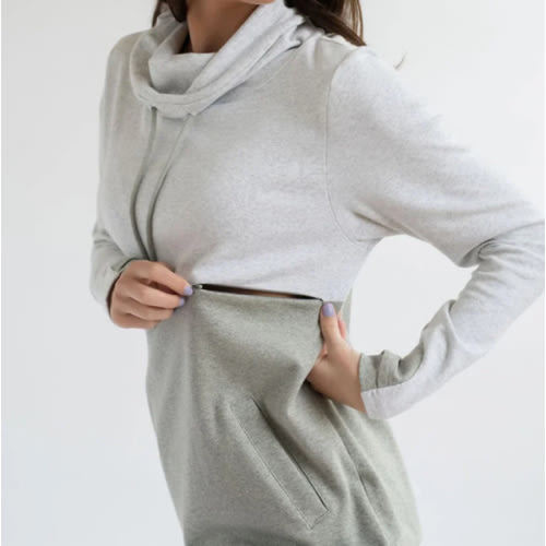 Nursing Sweatshirt Pullover - Colorblock Light Gray
