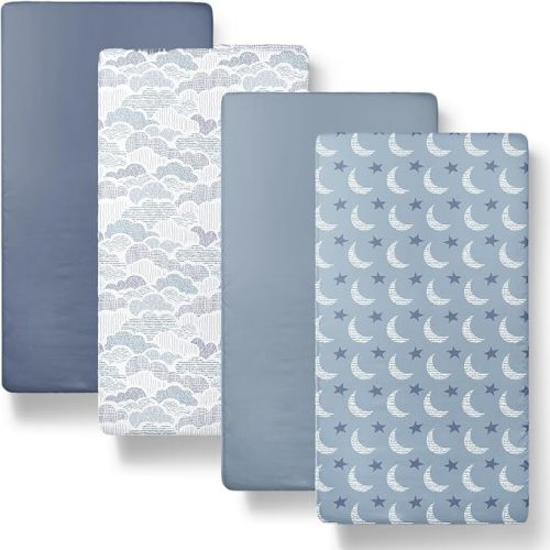 The Peanutshell Soft Cloud 4pk Fitted Crib Sheet Set - Breathable Baby Crib Sheets for Girl or Boy, Fits Standard Mattress 52x28, Infant & Toddler Bed Sheets