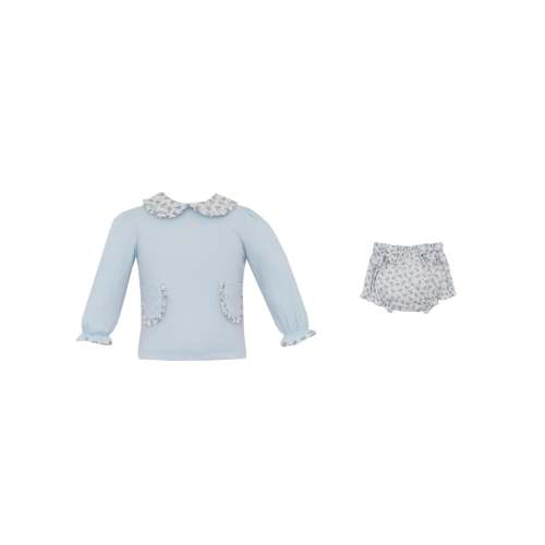 PRE-ORDER Blue Floral Bloomer Set L/S – Posh Tots Children's Boutique