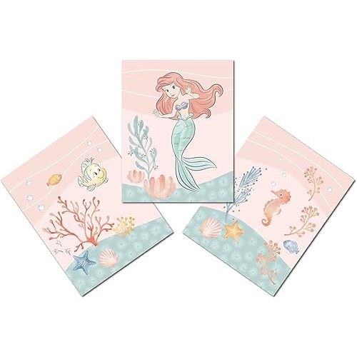 Bedtime Originals Disney Baby The Little Mermaid 3-Piece Unframed Wall Art