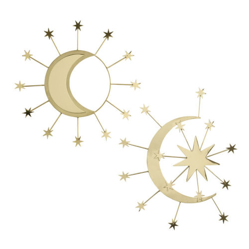 Gold Moon and Stars Celestial Wall Decor 2 Piece