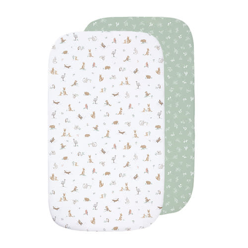 Living Textiles 2 Piece Cuddly Bear Organic Cotton Bassinet Fitted Sheet Set