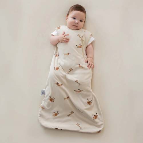 All Season Sleeveless Sleep Sack 1.0 TOG - Organic Cotton & Camel Wool - Sunny Pup