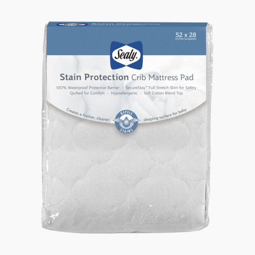 Sealy Stain Protection Waterproof Fitted Crib Mattress Pad - Stain Protection
