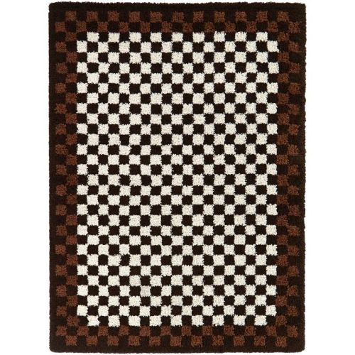 Balta Rugs 5'3"x7' Checkered Border Kids' Rug Rust: Fade & Stain-Resistant, High Pile, OEKO-TEX Certified, Pet Friendly