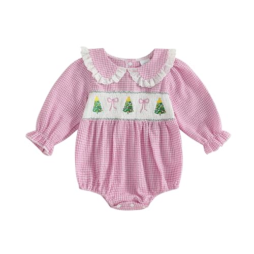 Amnnchya Baby Girl Christmas Outfit Peter Pan Collar Plaid Romper Newborn Thanksgiving Outfits Infant Halloween Clothes
