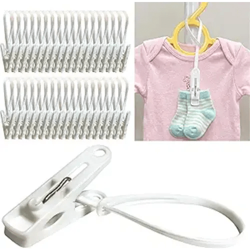 HASHI Baby Clothes & Pants Clips 36 Pack, Non-Slip Hanger Clips with Strong Grip, Space-Saving Organizer for Baby & Toddler Laundry, Closet, Socks, Stroller, Travel & Drying Rack