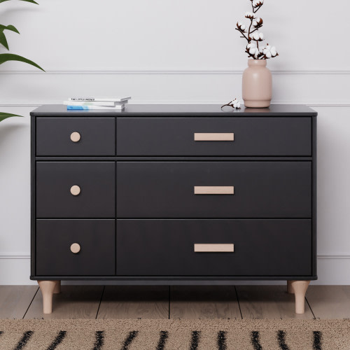 babyletto Lolly 6-Drawer Double Dresser - Black / Washed Natural