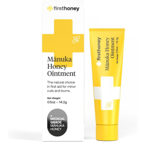 First Honey Wound Healing Ointment 0.5 oz | 100% Active Leptospermum | Fast Relief & Skin Repair | Manuka Honey from New Zealand Antibiotic Free Burn Care, Scar Gel, Dressing Aid