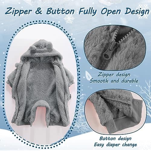 Newborn Baby Bear Outfit Suit Girls Boys Fleece Jumpsuit Romper Hooded Winter Snowsuit Clothes