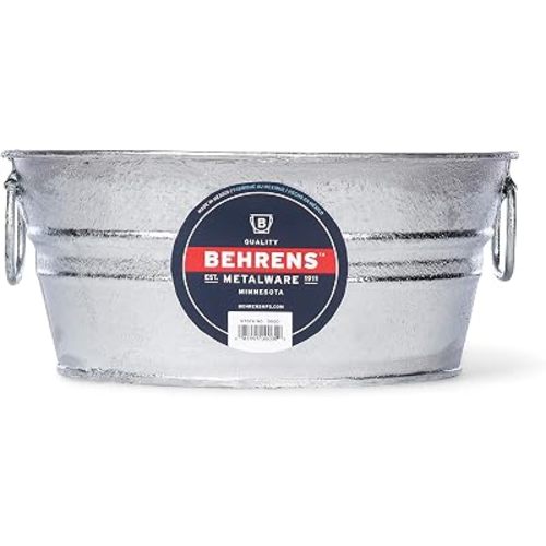 Behrens 103LFT 1.5 Gallon Hot Dipped Steel Low Flat Tub, Silver