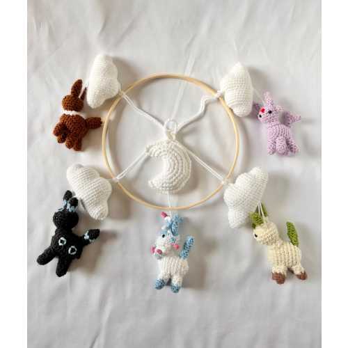 Crochet Pocket Monste Mobile Baby Crib Decor Nursery Eevee Baby Shower Gift Idea Birthday Gift Baby Crib Toy Gender Neutral Decor