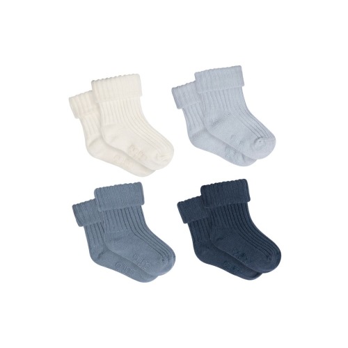 Rolled Cuff Ribbed Socks, 4-pack (infant), 0-6M
