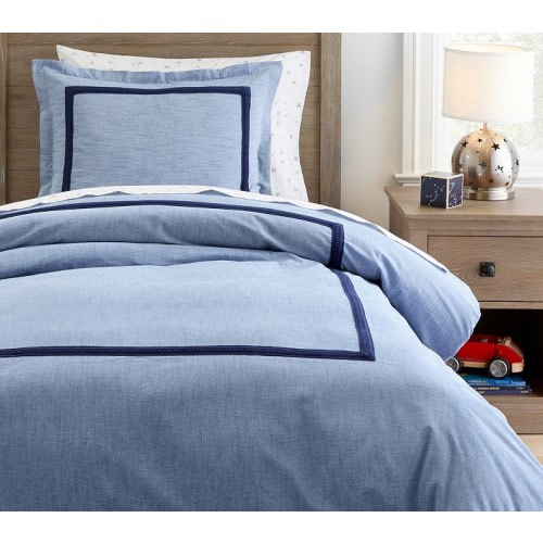 Braided Trim Duvet Cover & Shams | Pottery Barn Kids size: queen