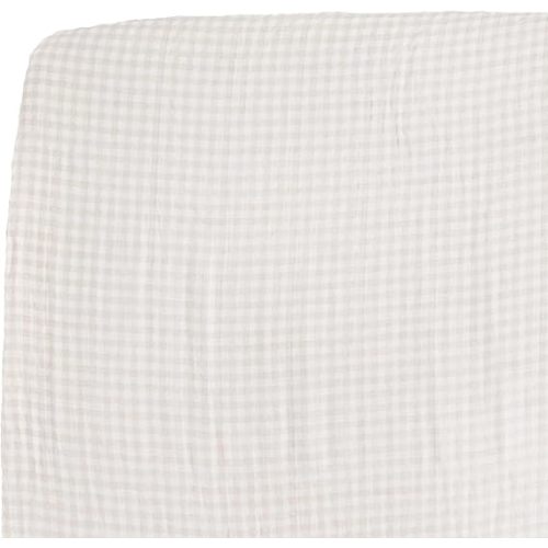 Little Unicorn Premium Crib Sheet | Breathable & Super-Soft Muslin Fabric (Tan Gingham)