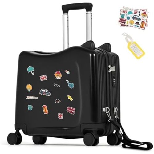 20" Kids Ride-On Suitcase with Rope, Carry-On Luggage with TSA Lock