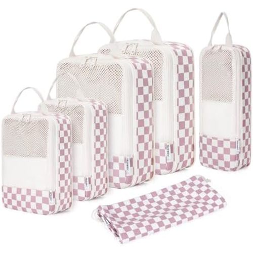 Narwey 6 Set Compression Packing Cubes for Travel Kids Women Carry on, Packing Organizers Bag for Backpack Luggage Suitcase Duffle Bags