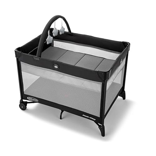 Graco® On the Go Zip Pack 'n Play Playard, Folding Playpen with Bassinet, Portable Crib, Reeves