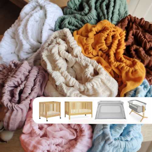 Muslin Sheets for Newton Cribs - Organic Cotton Fitted for Bedside Sleeper, Mini, Travel, Playyard