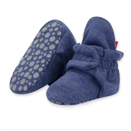 Organic Cotton Gripper Baby Booties - Heather Navy – Zutano