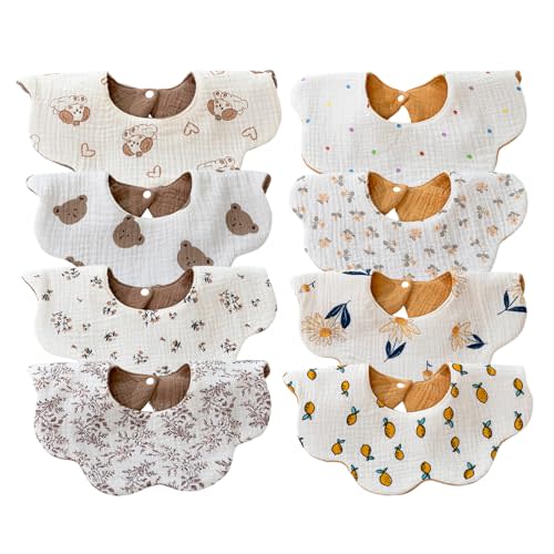 DOSMINE Baby Bibs Muslin Bibs 8 Pack for Drooling and Teething for Unisex Girls Boys