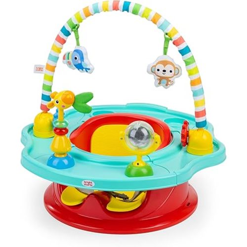Bright Starts 3-in-1 SuperSeat Playful Paradise, Baby Activity Seat with Toys, Snacking Tray, Booster Seat, BPA Free Tray, Unisex, 6 Months +