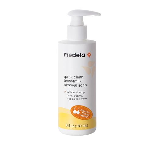 Medela Quick Clean Breast Milk Removal Soap, No Scrub Hypoallergenic Soap for Pump Parts and Nursing Apparel, Removes Breast Milk Residue Up to 3 Days Old, 6 Fluid Ounces (Pack of 1)