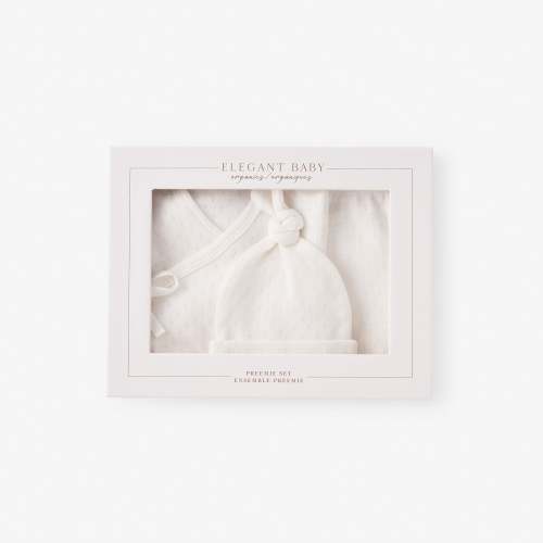 Organic Cotton Pointelle 3 Pc Preemie Layette Set w. Gift Box – Elegant Baby
