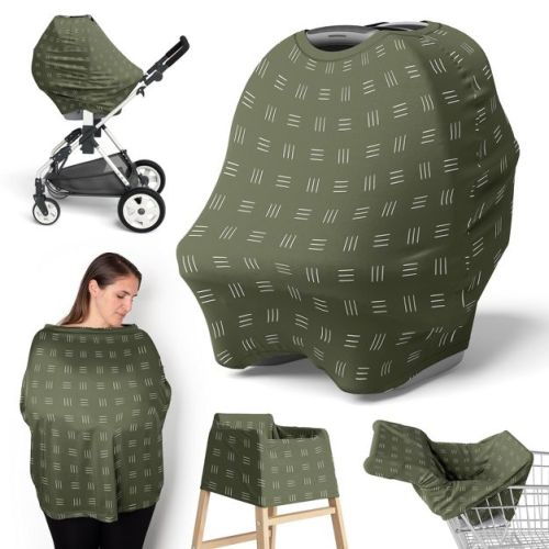 Sweet Jojo Designs Boy, Girl, Unisex/Gender Neutral 5-in-1 Multi Use Baby Nursing Cover Jungle Green and White