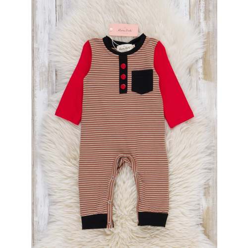 Cozy Red & Brown Romper
