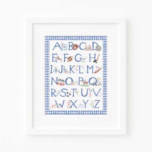 Sports Alphabet Nursery Print | Classic Watercolor Boy Wall Art | Nursery ABCs Art Print | Preppy Baby Room Decor