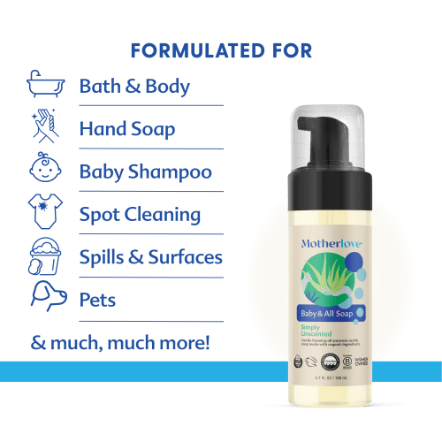 Baby & All Non-Toxic Foaming Castile Soap - Simply Unscented – Motherlove Herbal Company