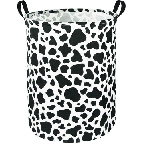 Cow Laundry Basket,Collapsible Nursery Hamper,Waterproof Storage Bin with Handles for Bedroom,Room Decor,Gift Basket(Cow Stria)