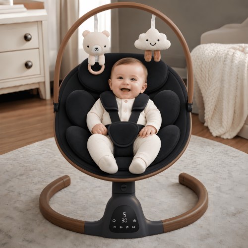 Baby Swing for Infants, 5 Swing Speed, 10 Lullabies, 5-Point Harness,Electric Baby Swing for Toddlers and Newborn with Bluetooth, Remote Control and Adjustable Swing Speeds,Touch Panel