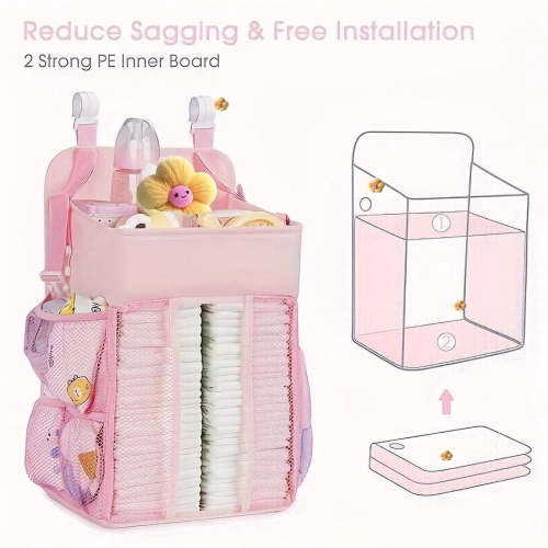 Hanging Chaning Diaper Caddy Crib Diaper Organizer Diaper Stacker For Crib Playard Or Wall, Nursery Caddy Organizer For Cribs Playard Essentials Storage, Items, Necessitied
