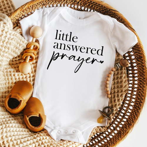 Baby Bodysuit BELLA CANVAS Little Answered Prayer Baby Bodysuit, Gender Neutral Baby Religious Shirt, Newborn Boy Outfit, Baby Girl Cute Gift, Unisex Baby Clothes