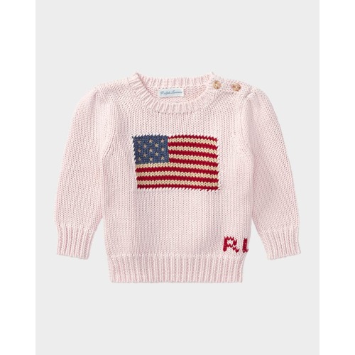 Girl's Flag Intarsia Knit Sweater, Size 3M-24M