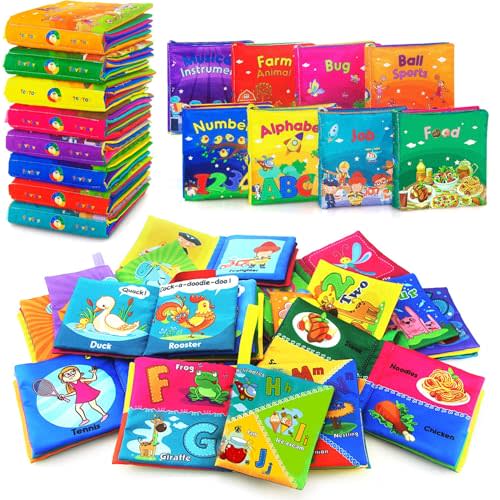 8PCS Baby Bath Books Set with Crinkle Sound, Soft Sensory Early Learning Toys for Newborns & Infants, Washable Teething Educational Activity Toy ﻿