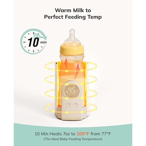 Umimile Portable Bottle Warmer for Travel – Heats The Bottle Directly—No Pouring, Fast Heating Baby Bottle Warmer on The Go, 6 Temp Settings & Auto Keep-Warm,Fits 2.5-3.3in Bottles (6000mAh)