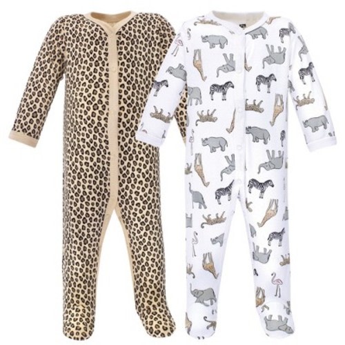 Hudson Baby Infant Girl Cotton Snap Sleep and Play 2pk, Modern Pink Safari, Size: 3-6 months