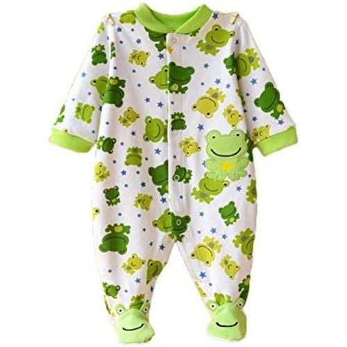 Feidoog Baby Footed Cotton Long Sleeve Romper Animal Printed Jumpsuit Sleeper Sleep and Play