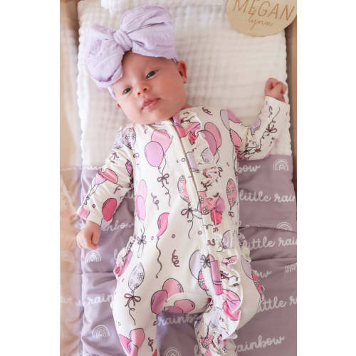 Party Time Ruffle Zipper Footie in Pink | Caden Lane
