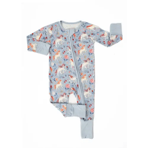 Unicorns Bamboo Zippered Sleeper – Little Crowns & Capes