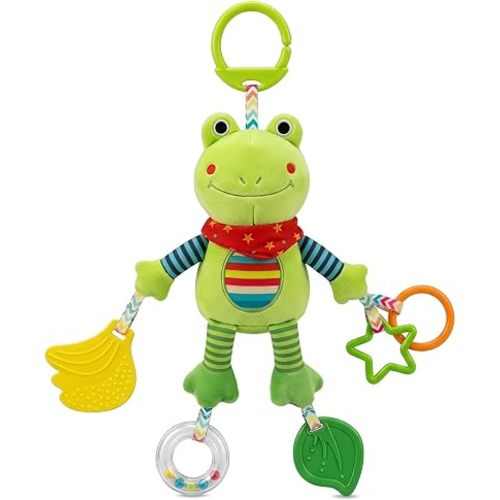 Baby Hanging Toys, Plush Animal Stuffed Sensory Toys for Carseat Stroller Car Seat Crib Play Gym, Baby Toys for 0 3 6 9 12 Months, Baby Boys and Girls Gift (Frog)
