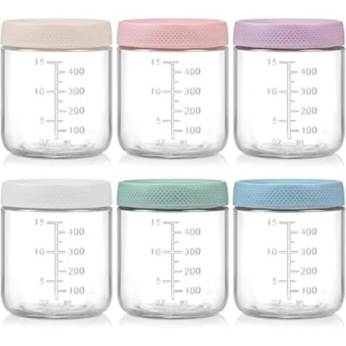 6-Pack Overnight Oats Containers with Lids, 16 OZ Wide Mouth Glass Jars with Airtight Lids, Mason Jars Glass Food Containers for Snack Spice Sugar Food Prep Yogurt