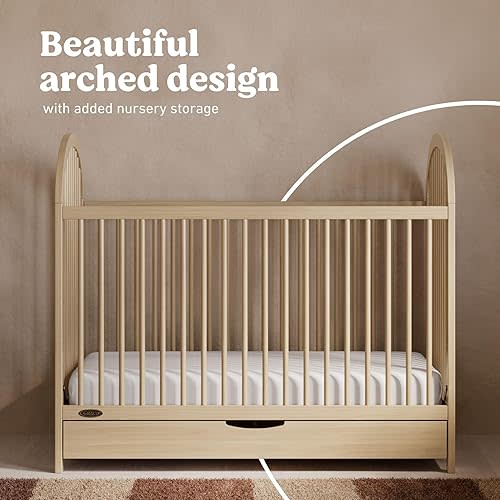 Graco Olivia 3-in-1 Convertible Crib with Drawer – Converts from Baby Crib to Toddler Bed and Daybed, GREENGUARD Gold Certified, Baby Safety Alliance Verified, Easy Assembly (Driftwood)