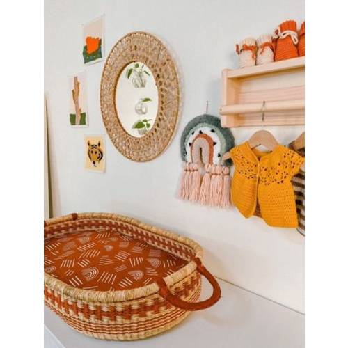 Handwoven Changing Basket with Pad: African Woven Nappy Basket